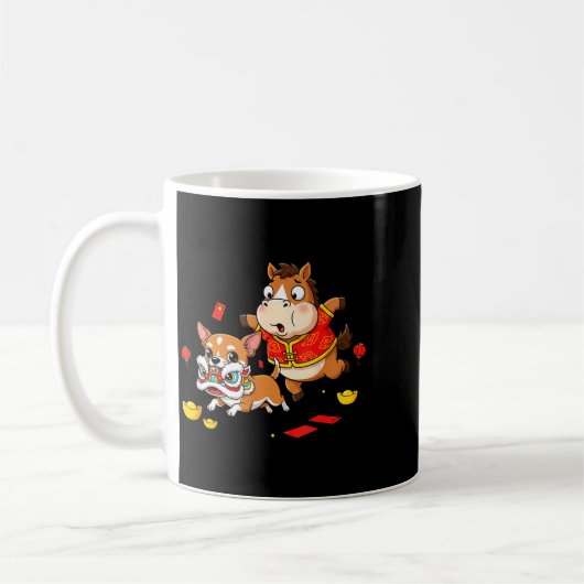 Chinese Horse Chihuahua Funny Kid Mens Womens Happ Kaffeetasse (Links)