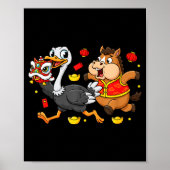 Chinese Horse Ostrich Funny Kids Mens Womens Happy Poster (Vorne)