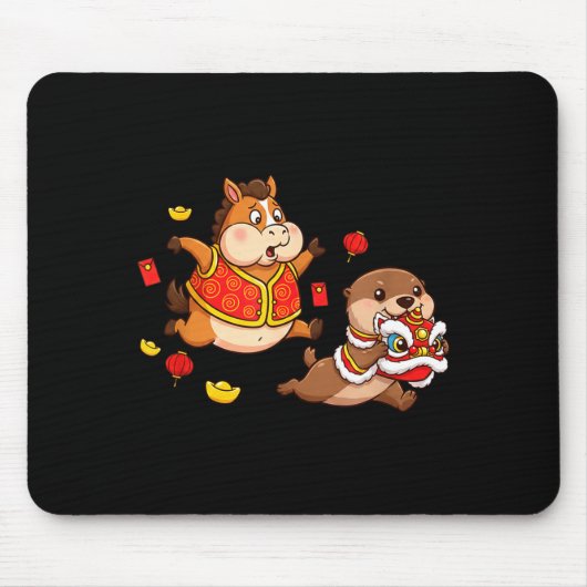 Chinese Horse Otter Funny Kids Mens Womens Happy N Mousepad (Vorne)