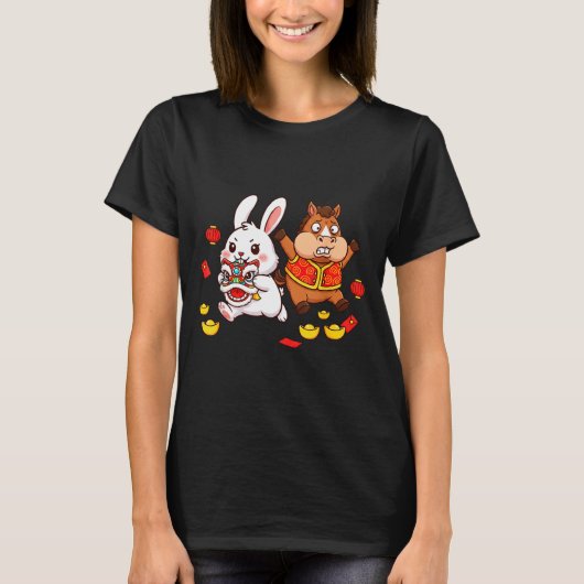 Chinese Horse Rabbit Funny Kids Mens Womens Happy  T-Shirt (Vorderseite)