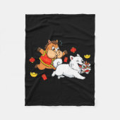 Chinese Horse Samoyed Funny Kids Mens Womens Happy Fleecedecke (Vorderseite)