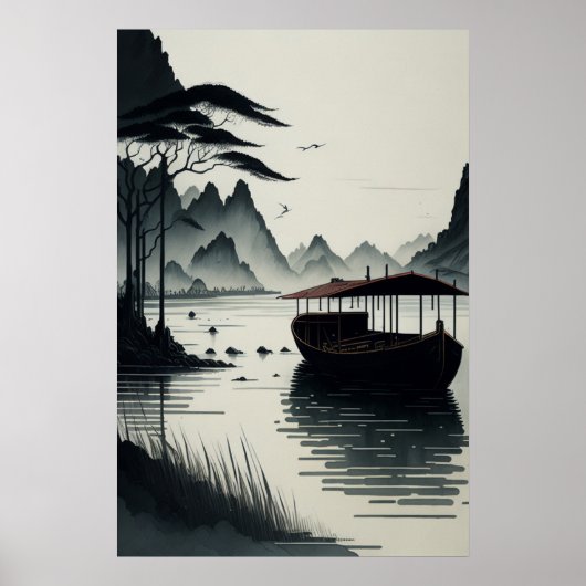 Chinese ink painting of Ninh Binh town Poster (Vorne)