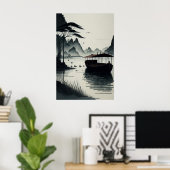 Chinese ink painting of Ninh Binh town Poster (Heimbüro)