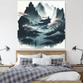 Chinese ink scroll paintings leinwanddruck (Insitu (Schlafzimmer))