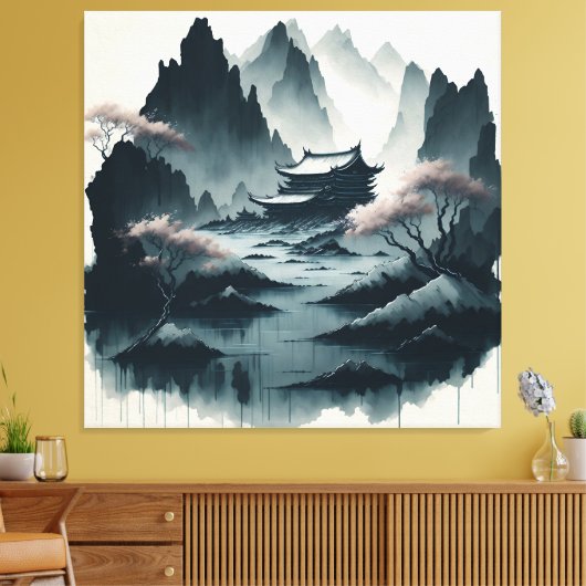 Chinese ink scroll paintings leinwanddruck (Insitu (Wohnzimmer))