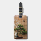 Chinese Juniper Bonsai Tree Foto Name Gepäckanhänger (Vorderseite vertikal)