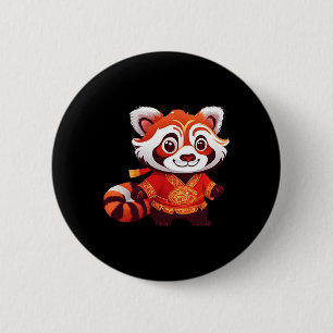 Chinese Kids Girls Boys Funny Red Panda Lion Dance Button