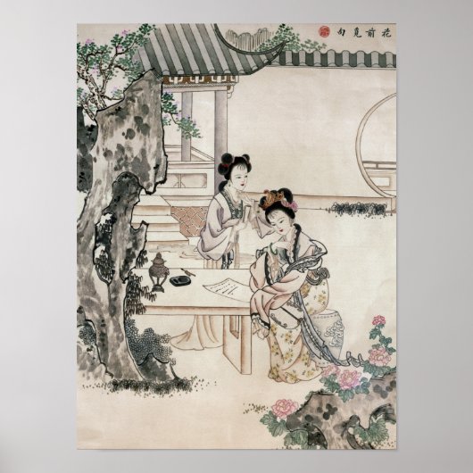 Chinese ladies in a garden poster (Vorne)