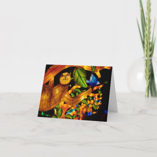 Chinese Lantern Art Sloth Notecard (Vorderseite)