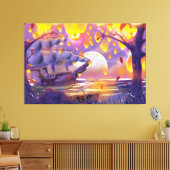 Chinese Lanterns by a moonlit river Leinwanddruck (Insitu (Wohnzimmer))