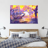 Chinese Lanterns by a moonlit river Leinwanddruck (Insitu (Schlafzimmer))