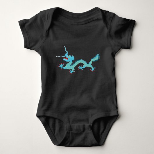 Chinese Light Blue Dragon Baby Strampler (Vorderseite)