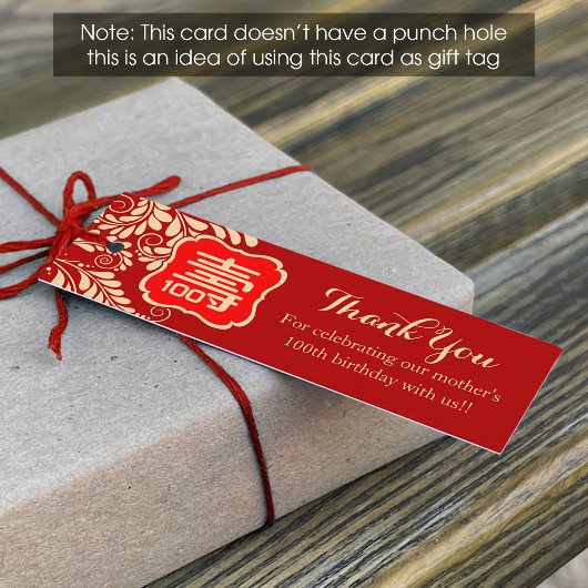 Chinese "Longevity" Birthday Tag (1x3 inch)