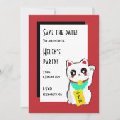 Chinese Lucky Cat Save the Date (Vorderseite)