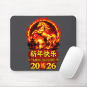 Chinese Lunar New Year 2026 Horse Fire Design Mousepad (Mit Mouse)