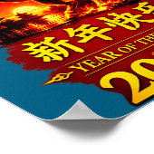Chinese Lunar New Year 2026 Horse Fire Design  Poster (Ecke)