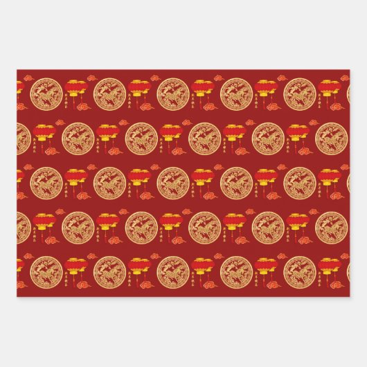 Chinese Lunar New Year Horse 2026 3WpS2 Geschenkpapier Set (Vorderseite 2)