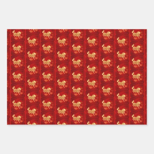 Chinese Lunar New Year Horse 2026 3WpS2 Geschenkpapier Set (Vorderseite)