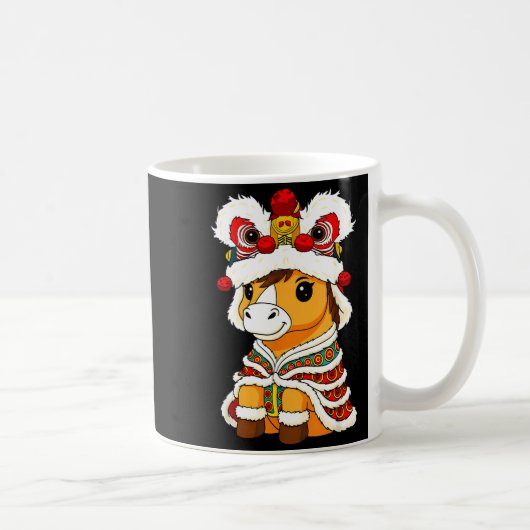 Chinese Lunar New Year Lion Dance Cute Horse China Kaffeetasse (Rechts)