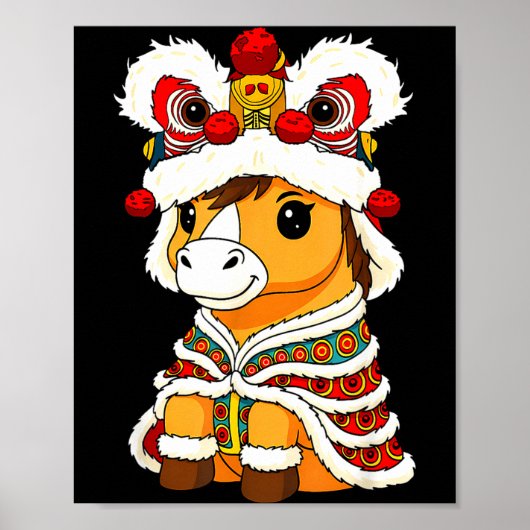 Chinese Lunar New Year Lion Dance Cute Horse China Poster (Vorne)