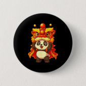 Chinese Lunar New Year Lion Dance Cute Panda China Button (Vorderseite)