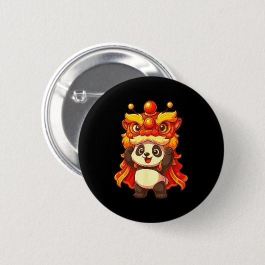 Chinese Lunar New Year Lion Dance Cute Panda China Button (Vorne & Hinten)