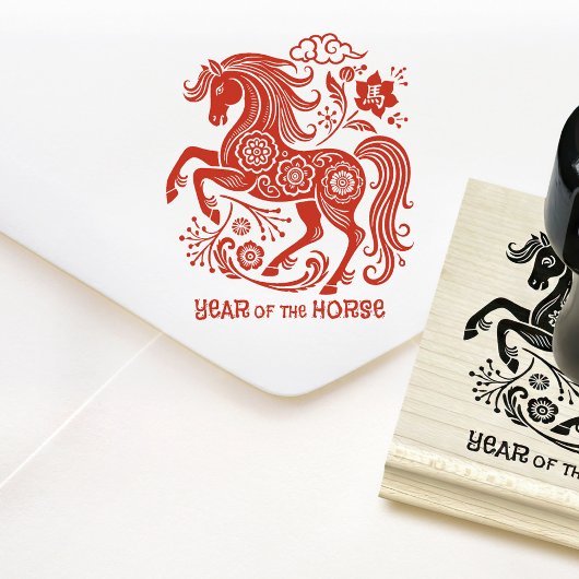 Chinese Lunar New Year of the Horse Zodiac 2026 Gummistempel