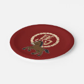 Chinese Lunar Year of the Horse with Golden Zodiac Pappteller (Schrägansicht)