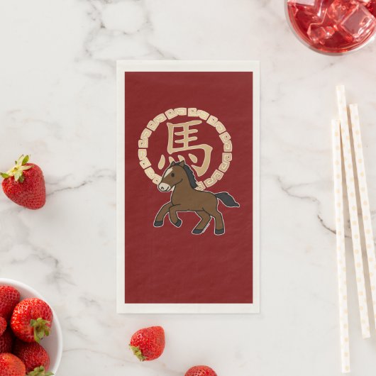 Chinese Lunar Year of the Horse with Golden Zodiac Serviette (Beispiel)