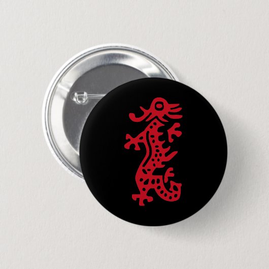 Chinese Mah Jong Red Dragon Tile Mahjong Costume Button (Vorne & Hinten)