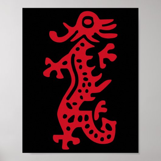 Chinese Mah Jong Red Dragon Tile Mahjong Costume Poster (Vorne)