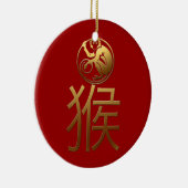Chinese Monkey Year Gold Ideogram Zodiac BirthD RO Keramikornament (Rechts)