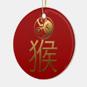 Chinese Monkey Year Gold Ideogram Zodiac BirthD RO Keramikornament (Links)