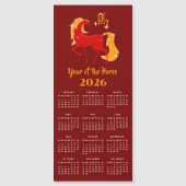 Chinese New Lunar Year Horse 2026 Calendar Magnet (Vorderseite)