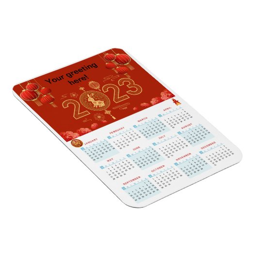 Chinese New Year 2023 Rabbit calendar Card Magnet (Rechte Seite)