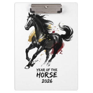 Chinese New Year 2026 Horse Art Klemmbrett