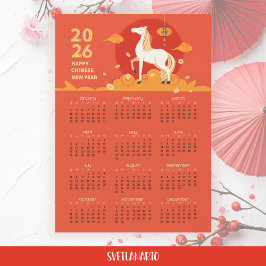 Chinese New Year 2026 Horse Calendar Magnetic Card Magnetkarte