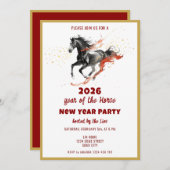 Chinese New Year 2026 Horse Ink New Year Party Einladung (Vorne/Hinten)