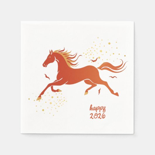 Chinese New Year 2026 Horse Ink New Year Party Serviette (Vorderseite)