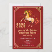 Chinese New Year 2026 Horse New Year Party Einladung (Vorderseite)