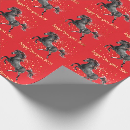 Chinese New Year 2026 Horse New Year Party Geschenkpapier (Ecke)