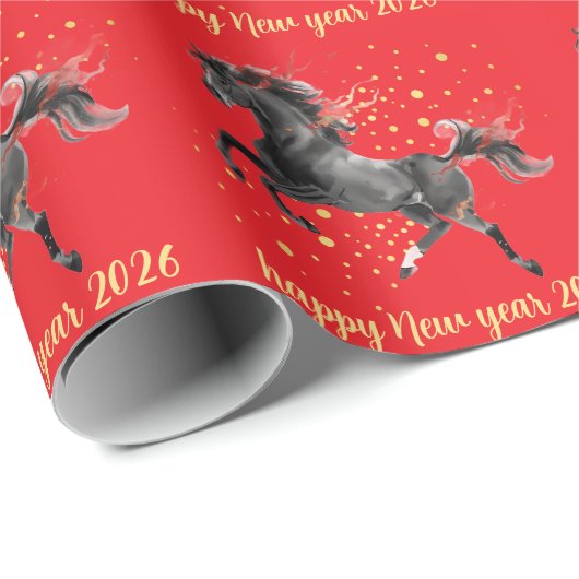 Chinese New Year 2026 Horse New Year Party Geschenkpapier (Rolleneckpunkt)