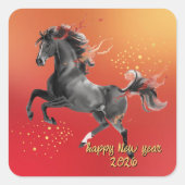 Chinese New Year 2026 Horse New Year Party Quadratischer Aufkleber (Vorderseite)