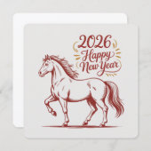 Chinese New Year 2026 Red Fire Horse Card (Vorne/Hinten)