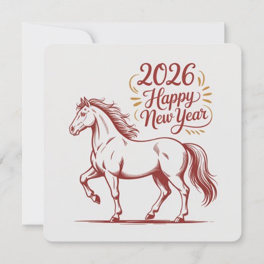 Chinese New Year 2026 Red Fire Horse Card (Vorderseite)