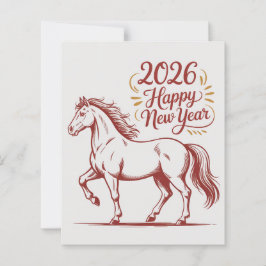 Chinese New Year 2026 Red Fire Horse Card