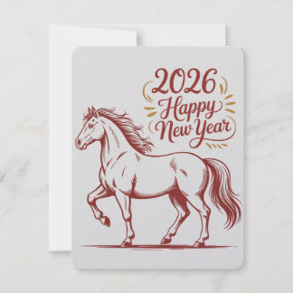 Chinese New Year 2026 Red Fire Horse Card RSVP Karte