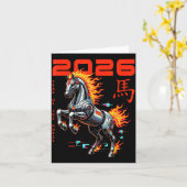 Chinese New Year 2026 Year Of The Fire Horse Cyber Karte (Gelbe Blume)