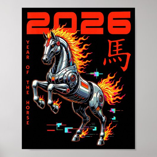 Chinese New Year 2026 Year Of The Fire Horse Cyber Poster (Vorne)