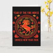 Chinese New Year 2026 Year Of The Fire Horse Karte (Gelbe Blume)
